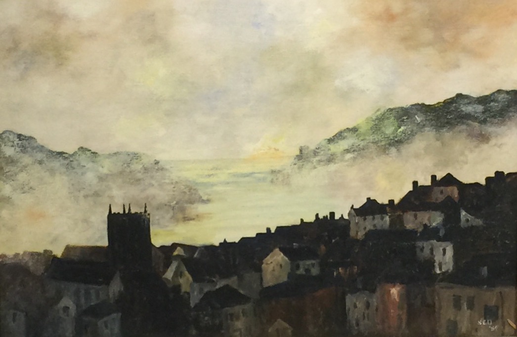 S.E.D., 84, OIL ON CANVAS Titled 'Early Dawn Dartmouth', limed oak framed. (94cm x 66cm)