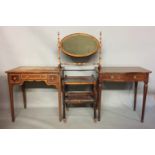 A 19TH CENTURY MAHOGANY SIDE TABLE The serpentine front having a single drawer fitted with brass