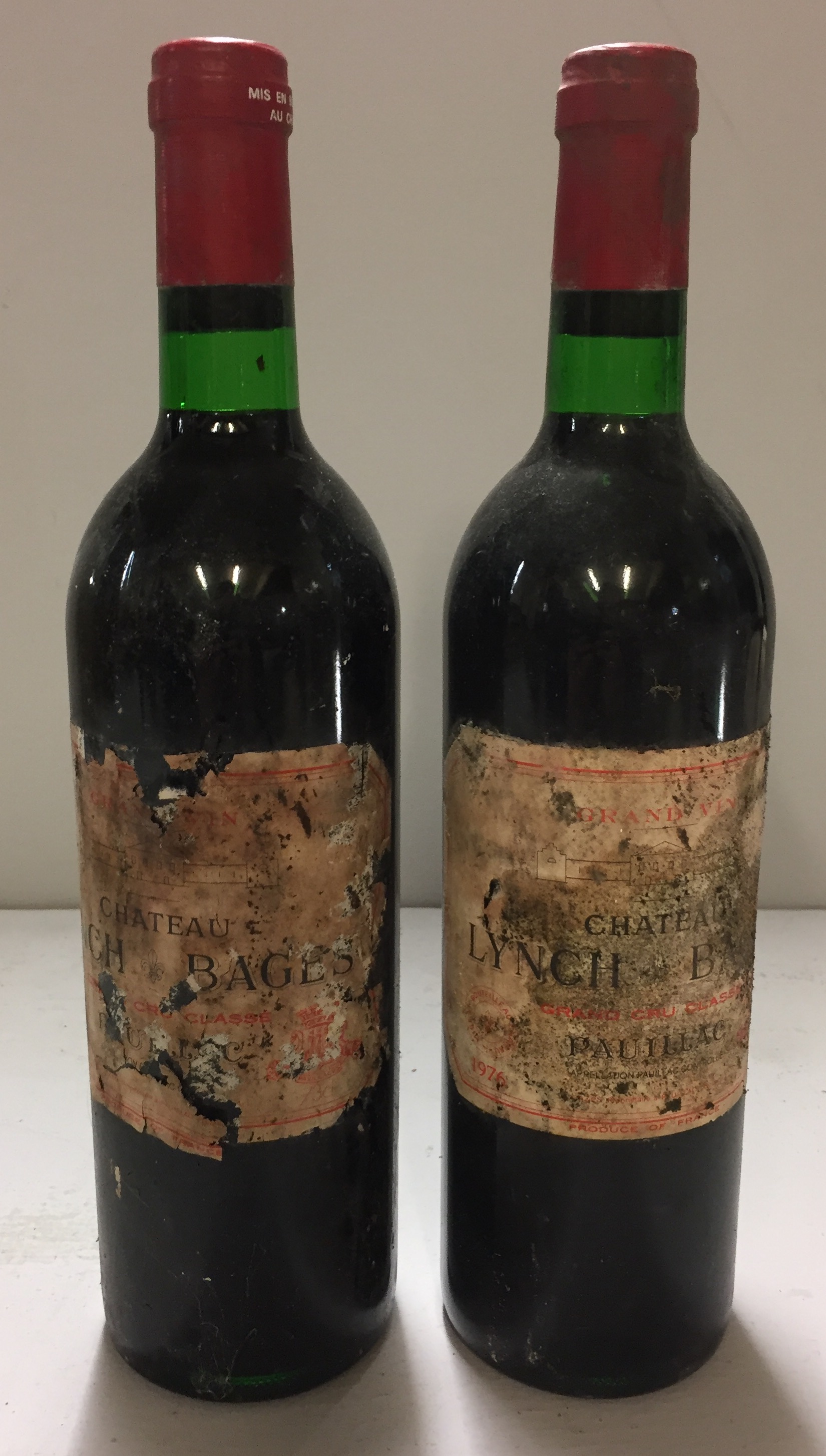 CHÂTEAU LYNCH-BAGES, 1976, TWO BOTTLES OF VINTAGE RED WINE Having red seal caps, bearing label '