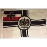 AN IMPERIAL GERMAN NAVAL FLAG Double sided and screen printed. Condition: small hole and stains