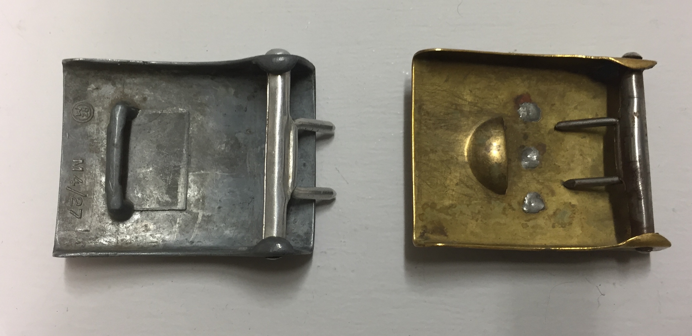 A PAIR OF BUCKLES To include Hitler Youth-Denazified and a brass naval buckle. Condition: naval - Image 2 of 2