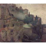 KIFF, A 20TH CENTURY OIL ON CANVAS LAID ON ARTIST BOARD Continental rooftop scene, signed lower