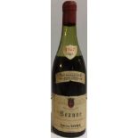 SAVIGNY-LÈS-BEAUNE, 1957, A VINTAGE BOTTLE OF RED WINE Having a red cap, bearing label 'Maison