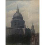 G.E.C., A 20TH CENTURY WATERCOLOUR St. Pauls, signed with initials and framed. (39cm x 29cm)