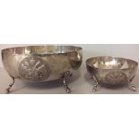 TWO 20TH CENTURY CYPRIOT SILVER PRESENTATION BOWLS To include a large fruit bowl having four