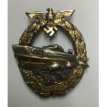 A GERMAN E-BOAT BADGE Marked 'Fec.W.E. Peekaus Berlin'. Condition: very good