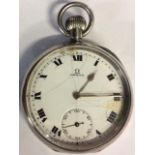 OMEGA, AN EARLY 20TH CENTURY SILVER GENT'S POCKET WATCH Having an open faced dial with subsidiary