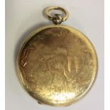 PATECH, GENEVE, A CONTINENTAL GOLD LADIES' POCKET WATCH The case engraved with a scene of a young