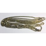 A 9CT GOLD LONGUARD CHAIN.