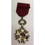A BELGIUM ORDER OF THE CROWN RIBBON. Condition: good enamel