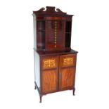 A LATE 19TH/EARLY 20TH CENTURY MAHOGANY AND FINE MARQUETRY INLAID COLLECTORS CABINET The fitted