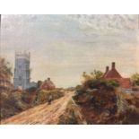 W.W. TYLER, A LATE 19 TH CENTURY ENGLISH PROVINCIAL SCHOOL OIL ON CANVAS A country road by a church,