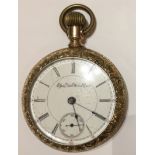 ELGIN, AN EARLY 20TH CENTURY OPEN FACED POCKET WATCH The dial having Roman numeral chapter ring