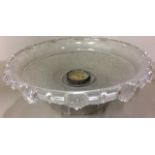 A 20TH CENTURY FROSTED GLASS CIRCULAR CEILING LIGHT Having Art Deco style mounts and a textured