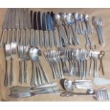 A 20TH CENTURY SILVER PLATED PART CANTEEN OF CUTLERY Six dinner knives and forks,serving spoons,