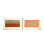 Four contemporary dyed cloth pictures 38 x 70cm, framed