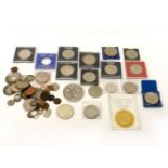 Silver content coins and medallions, to include Bahama 5 dollar 1966, Shakespeare 400th