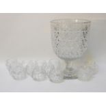 A Royal Brierley cut glass footed vase, together with ten cut glass punch cups and two waterford