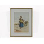 Rivadoro Ronja c1900PORTRAIT OF ITALIAN GIRL WITH BASKETwatercoloursigned27cm x 38cm