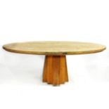 A large oak dining table, 220 x 122 x 80cm