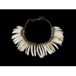 An antique tribal necklace, with a number of teeth