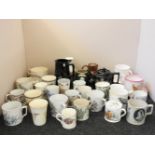 A collection of Victorian commemorative pottery mugs by Doulton and others, together with further