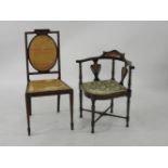 Two Edwardian inlaid mahogany chairs
