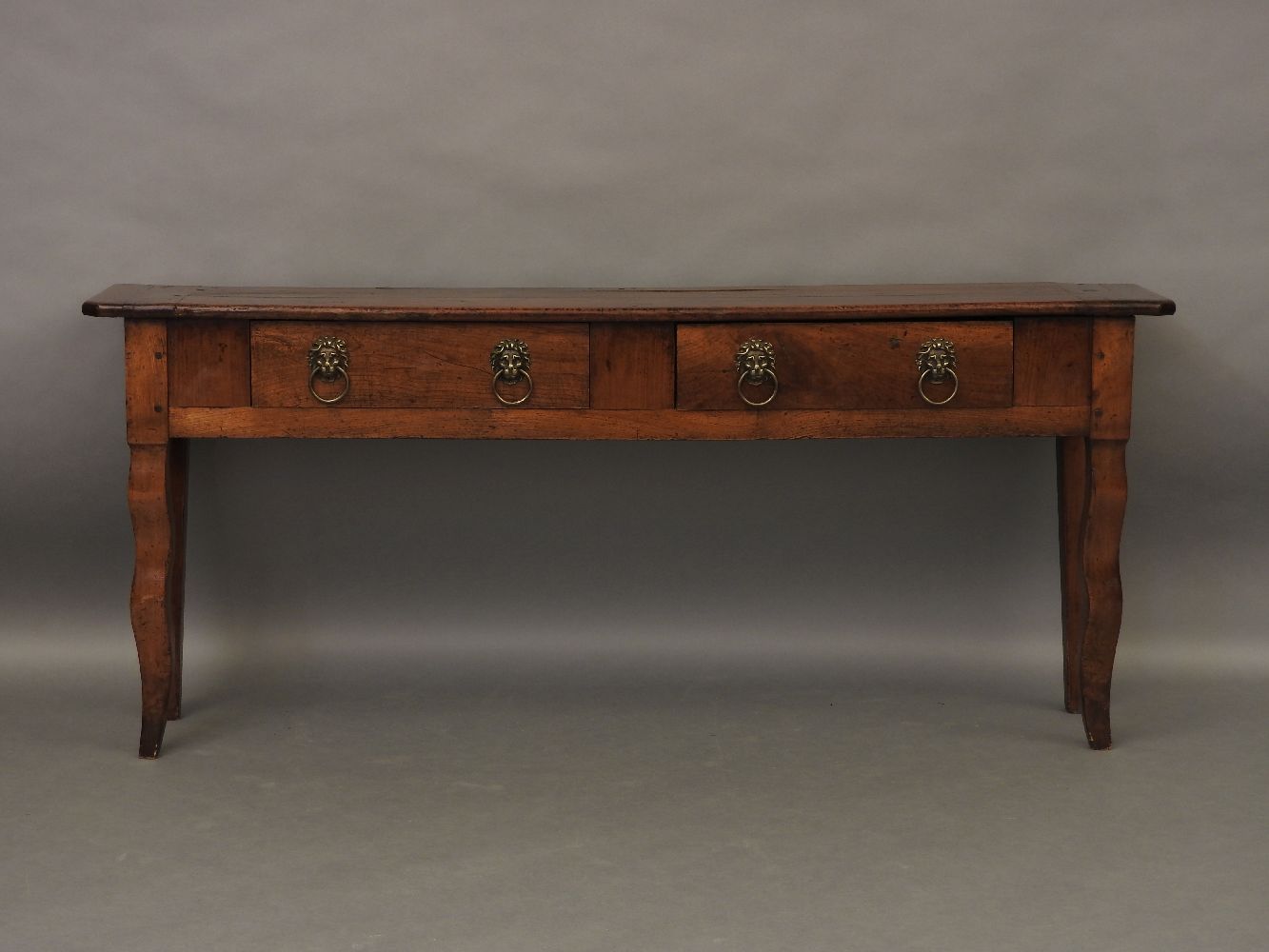 A walnut dresser base, with two drawers, 178cm