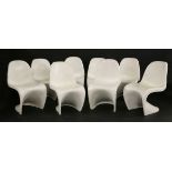 Eight Panton chairs, designed by Verner Panton in 1959, believed to be 1968/69 models, all in white,