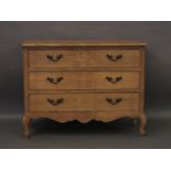 An oak three drawer commode, 120cm wide