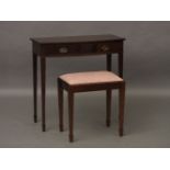 A Redman and Hales mahogany bow front side table, with single drawer, on square tapering legs, and a
