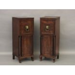 A pair of George III bedside cupboards, converted