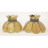 Two Tiffany-style amber glass ceiling light fittings,47cm diameter (2)