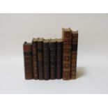 A collection of leather bound books, including Waverley Novels, Chambers Edinburgh Journals, etc.