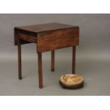 A Georgian mahogany Pembroke table, 66cm long, with two drawers to either end, together with a
