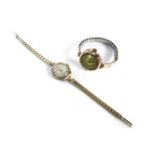 A 9ct gold ladies Rotary mechanical watch head with bracelet, later rolled gold watch, and a 9ct