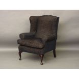 A Multi York wing armchair, with blue upholstery, 80cm wide