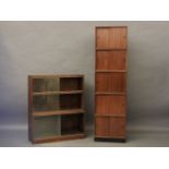 A Minty oak three section bookcase, and a 1960's five section record cabinet
