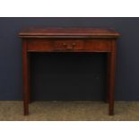 A George III mahogany card table, with channelled and chamfered legs