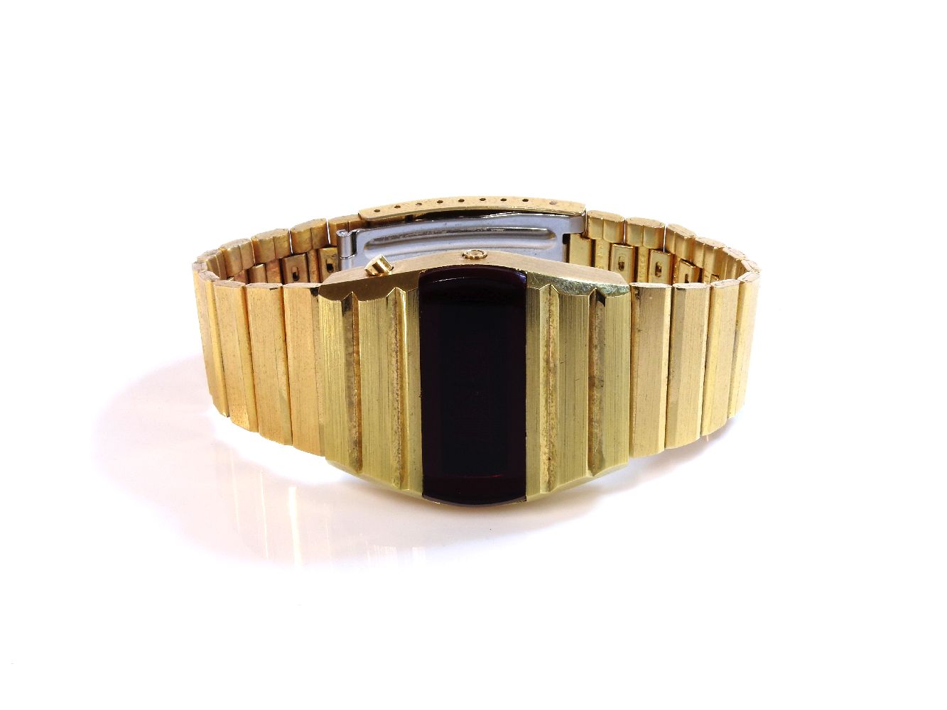 An early gentleman's gold plated Macy's LED bracelet watch