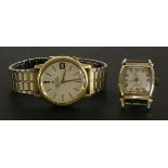 A gold plated gentleman's Bulova Accutron mechanical watch head, and a later bracelet, case no.3 -