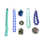 A box of assorted glass beads and necklaces, to include Venetian examples