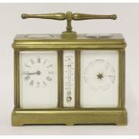 A brass desktop weather station,comprising: clock, thermometer, barometer and compass,16.5cm