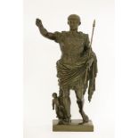 A bronze figure of Augustus Caesar,by Adolf Dressler (1814-1868), standing with arm outstretched and