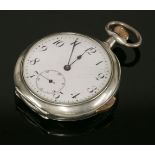 A white metal quarter repeating pocket watch,Continental, late 19th century, stamped '800', the