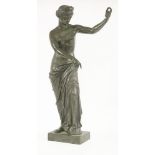 A bronze figure of Clytie,on a square base,60cm high