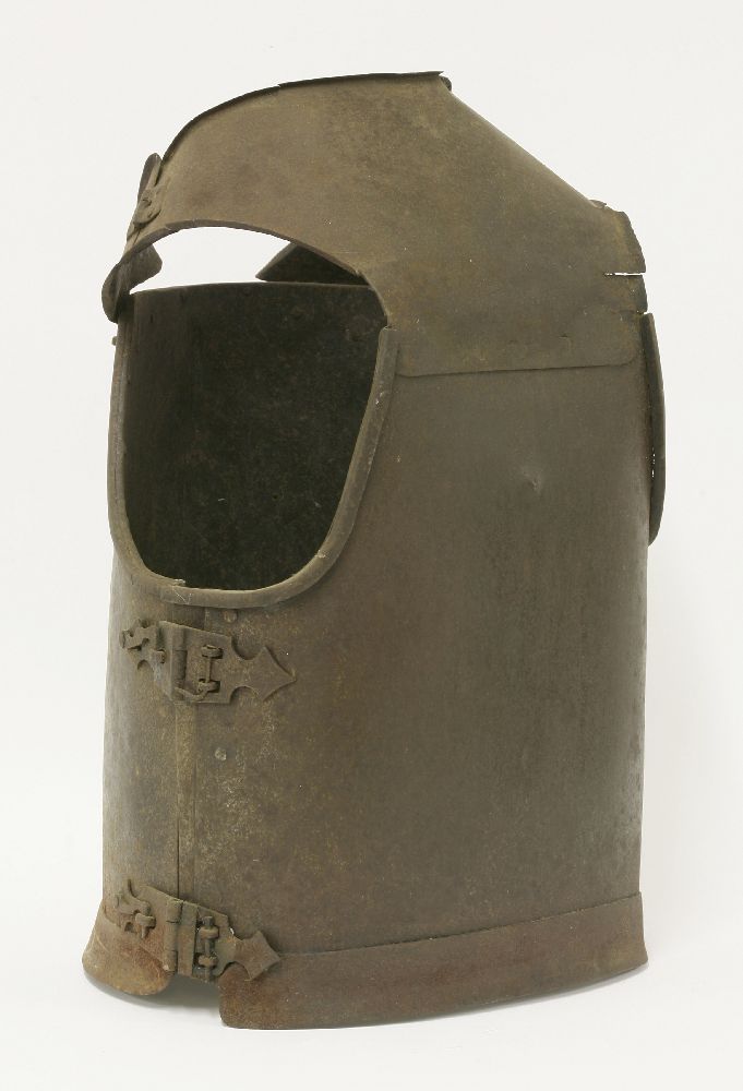 A combined hinged breast and back plate,19th century, of riveted construction, joined by shoulder - Image 2 of 5