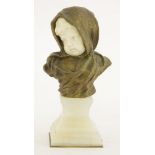 A gilt bronze and ivory bust of a young child, by Dominique Alonzo ( fl. 1910-1930), modelled as a
