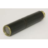 A brass three-drawer telescope,with a leather sleeve, engraved 'Murcott, Haymarket, London',25cm