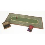 A horse racing game,French, 19th century, with a large, wooden, hinged board, ten cold painted